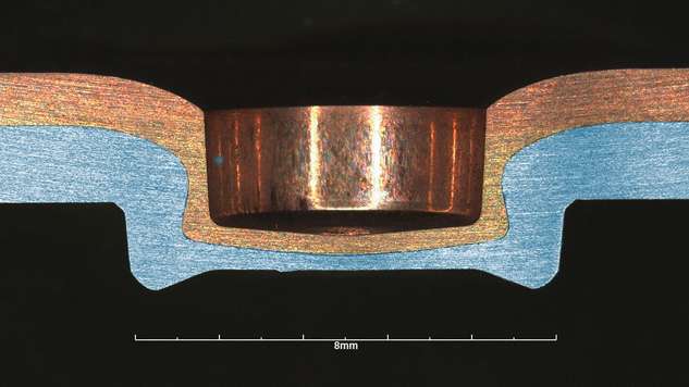 6 mm TOX®-eClinchpunkt zur Kontaktierung von Kupfer und Aluminium